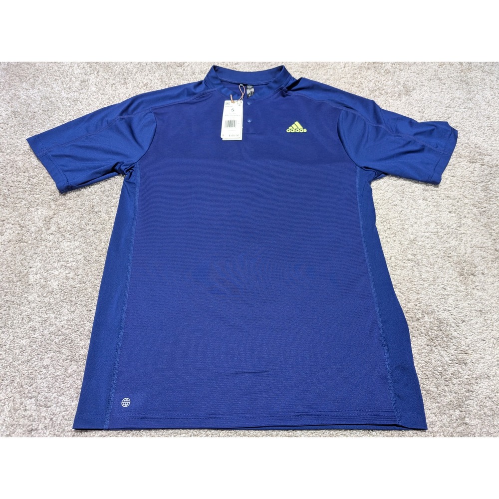 Adidas Polo Shirt Mens S Blue Sport Collar Polo Golf Mock Neck Sustainable NWT